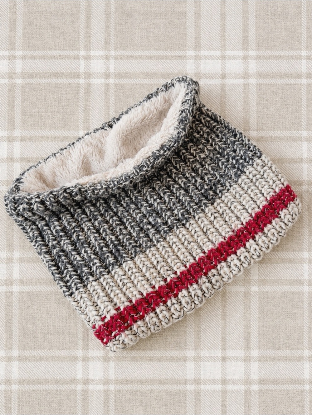 ROOTS Cabin Unisex Knit Fleece Lined Cowl Neck Warmer Scarf Cozy Winter Heritage